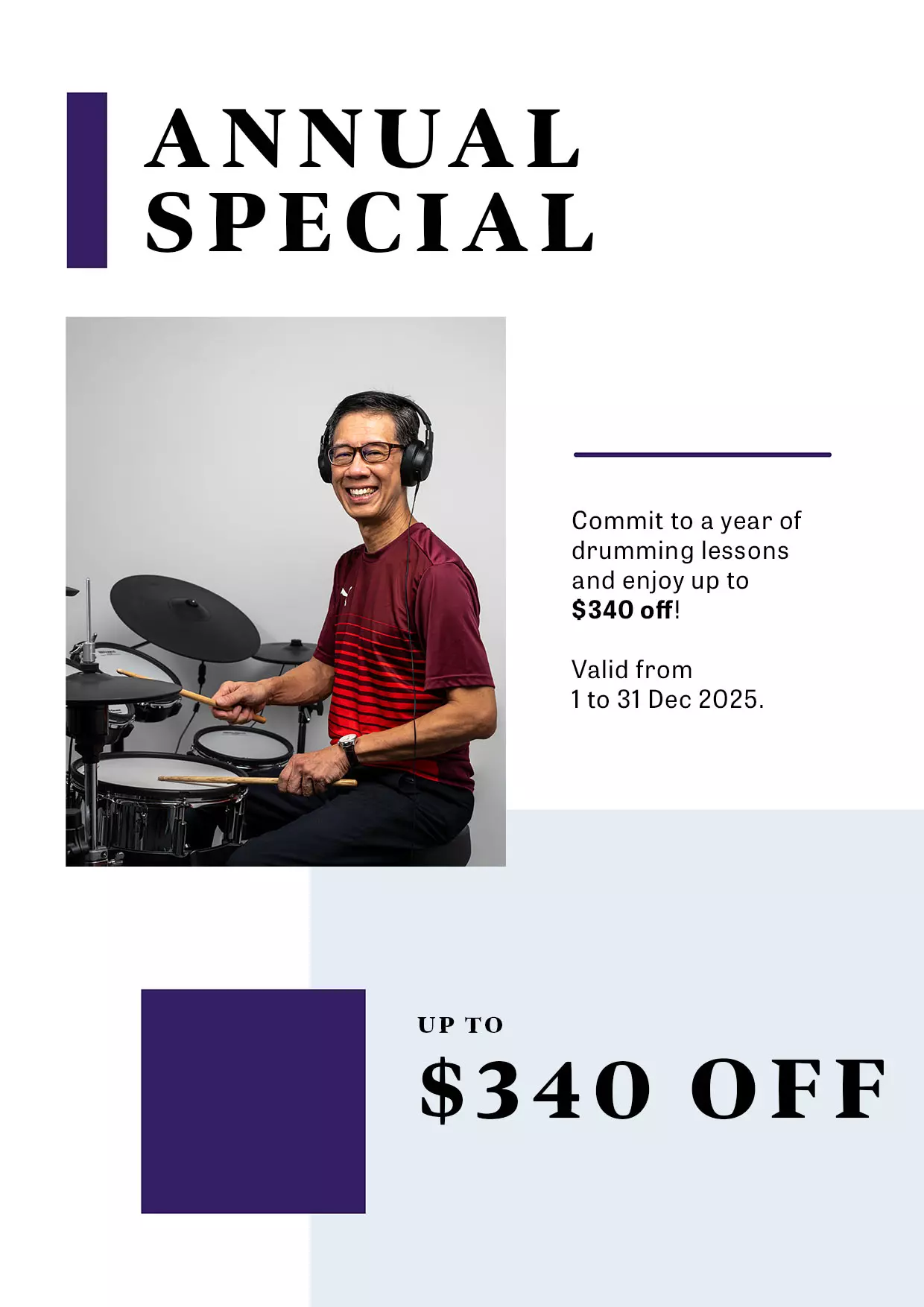 Adult Drum Lessons - Annual Promo